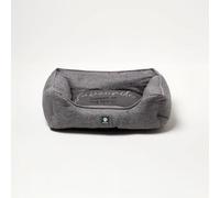 HOMESCAPES Small Pet Bed - Slate Grey Cushioned Dog Sofa