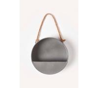 Homescapes Small Round Metal Hanging Wall Planter, 20 Cm In Grey Grey