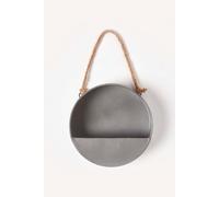 HOMESCAPES 20 cm Round Wall Planter for Outdoor and Indoor Plants Small Silver Round Metal Hanging Planter with Rope