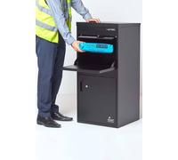 SMART PARCEL BOX Extra Large Parcel Box Outdoor, 2 Door Weatherproof Black Delivery Box With Secure Front & Rear Access, Durable Galvanised Steel, Lockable For Post, Multiple Letters & Package Drop