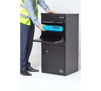 Smart Parcel Box - Extra Large Parcel Box Outdoor, Black Delivery Box With Secure Front & Rear Access, Waterproof, Durable, Lockable Weatherproof Parcel Drop Box For Multiple Packages