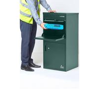 SMART PARCEL BOX Extra Large Parcel Box Outdoor, 2 Door Weatherproof Green Delivery Box With Secure Front & Rear Access, Durable Galvanised Steel, Lockable For Post, Multiple Letters & Package Drop