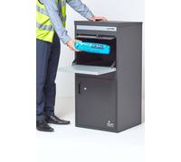 Smart Parcel Box - Extra Large Parcel Box Outdoor, Grey Delivery Box With Secure Front & Rear Access, Waterproof, Durable, Lockable Weatherproof Parcel Drop Box For Multiple Packages