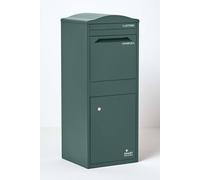 SMART PARCEL BOX Large Parcel Box Outdoor, Weatherproof Green Delivery Box Curved Top, Secure Front Access, Durable Galvanised Steel, Lockable For Post, Multiple Letters & Package Drop, Free Standing