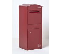 Smart Parcel Box Large Curved Top Secure Outdoor Delivery Box Galvanised Steel Front Access Dark Red