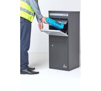 Smart Parcel Box - Large Parcel Box Outdoor, Dark Grey Delivery Box with Secure Front & Rear Access, Waterproof, Durable, Lockable Weatherproof Parcel Drop Box For Multiple Packages