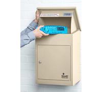 SMART PARCEL BOX Wall Mounted Parcel Box Outdoor, Medium Cream Delivery Box, Secure, Durable Galvanised Steel Weatherproof, Lockable For Post, Multiple Letters & Large Package Drop