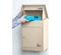 SMART PARCEL BOX Wall Mounted Parcel Box Outdoor, Medium Cream Delivery Box, Secure, Durable Galvanised Steel Weatherproof, Lockable For Post, Multiple Letters & Large Package Drop