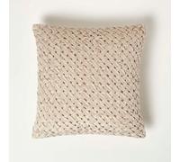 Homescapes Sofia Pleated Cream Velvet Cushion