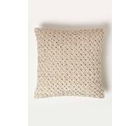 HOMESCAPES Cream Velvet Cushion Luxury Pleated 100% Cotton Velvet Filled Scatter Cushion for Sofa and Bed Decoration 45 x 45 cm