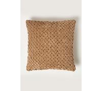 Sofia Pleated Velvet Cushion Homescapes Taupe 45cm x 45cm