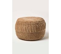 Homescapes Sofia Pleated Velvet Pouffe In Taupe Taupe One Size