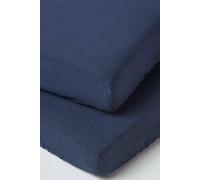 Homescapes Soft Linen Fitted Cot Sheet, Pack Of 2 In Navy Navy