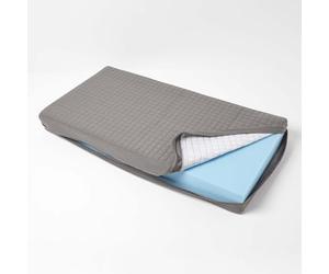 HOMESCAPES Soft Quilted Cushion Cover for 2-Seater Orthopaedic Sofa Armchair Booster Cushion, 100% Cotton Washable Rectangle Cover with Zip, 100 x 50 x 10cm - Charcoal Grey