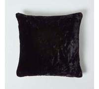 Soft Touch Faux Fur Cushion 46 x 46 cm Homescapes Black One Size