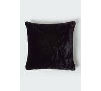 Homescapes Soft Touch Faux Fur Cushion 46 X 46 Cm In Black Black