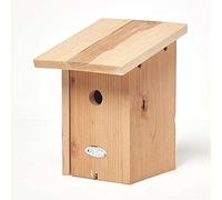 HOMESCAPES Solid Wood Bird House Blue Tit Nesting Box H 26 cm x W 20 cm Garden Bird Box for Fence or Trees Crafted from Treated Alder Wood Ready Assembled with Door and Sloping Roof