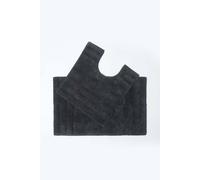 Spa Supreme Luxury Bath Mat and Pedestal Set Homescapes Black One Size