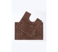 HOMESCAPES Spa Supreme Luxury Bath Mat & Pedestal Set, Chocolate Brown, Very Heavy 1800 GSM, Super Soft Plush Cotton Rug, 50x80cm, 50x55cm, Washable at Home