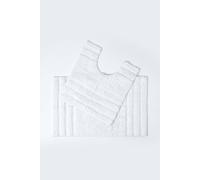 Homescapes Spa Supreme Luxury White Bath Mat And Pedestal Set