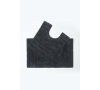 Homescapes Spa Supreme Luxury Black Bath Mat And Pedestal Set