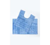 (Blue, Bath & Pedestal Set) Spa Supreme Luxury Bath Mat