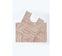 Spa Supreme Luxury Bath Mat and Pedestal Set Homescapes Stone One Size