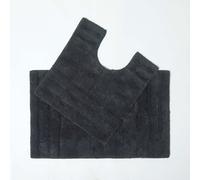 Homescapes Spa Supreme Luxury Black Bath Mat And Pedestal Set