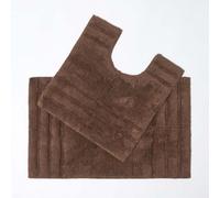 Homescapes Spa Supreme Luxury Brown Bath Mat And Pedestal Set