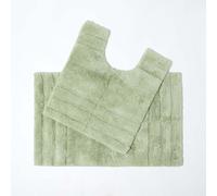 Spa Supreme Luxury Bath Mat and Pedestal Set Homescapes Green One Size