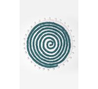 Homescapes Spiral Bath Mat 100% Cotton With Pom Pom Edges In Blue Blue