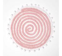 Homescapes Spiral Blush Pink Cotton Bath Mat With Pom Pom Edges