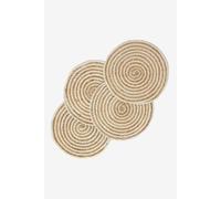 Spiral Jute Handwoven Round Placemats Set of 4 Homescapes Cream One Size