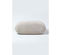 Square Cotton Knitted Pouffe Floor Cushion Homescapes Natural One Size
