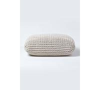 Homescapes Square Cotton Knitted Pouffe Floor Cushion In Natural Natural One Size
