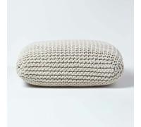(Natural) Knitted Cotton Pouffe Floor Cushion Square