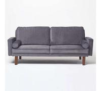 Homescapes Stanley Velvet Click Clack Sofa Bed With Armrests, Dark Grey