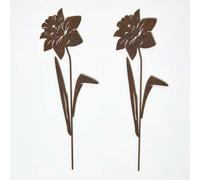 Steel Narcissus Garden Stake Decorations, Set of 2
