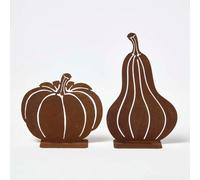 Steel Pumpkin & Squash Garden Ornaments, Set of 2
