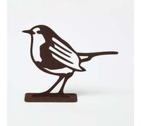 HOMESCAPES Garden Fence Topper, Metal Robin Bird Fence Topper, Rustic Garden Decor, Durable 100% Mild Steel Silhouette, Weatherproof