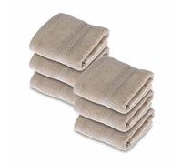 HOMESCAPES Stone Turkish Cotton Set of 6 Face Cloths Flannel Super Soft Thick & Absorbent 500 GSM Towel Heavy Weight for everyday Luxury