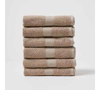 HOMESCAPES Stone Turkish Cotton Set of 6 Hand Towels Super Soft Thick & Absorbent 500 GSM Towel Heavy Weight for everyday Luxury