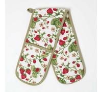 Homescapes Strawberry 100% Cotton Double Oven Glove