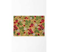HOMESCAPES Natural Coir Door Mats, Red Strawberries Heavy Duty Dirt Trapper, Non-Slip Door Mats Indoor Outdoor, 60 x 40 cm, PVC Reverse, Large Rugs For Entrance & Entryways