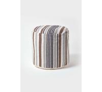 Homescapes Grey, Black And White Stripe Bean Filled Pouffe Tall 45 X 40 Cm