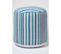 (45 x 40 cm) Blue & White Stripe Bean Filled Pouffe & Footstool
