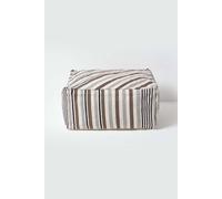 Homescapes Stripe Beanbag Cube Pouffe Large 60 X 60 X 30 Cm In Grey Grey