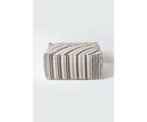 Homescapes Stripe Beanbag Cube Pouffe Large 60 X 60 X 30 Cm In Grey Grey