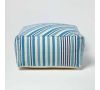 (60 x 60 x 30 cm) Blue & White Stripe Bean Filled Pouffe & Footstool