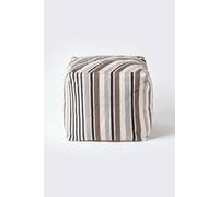 Homescapes Stripe Cube Square Footstool 40 X 40 X 40 Cm In Grey Grey